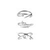 PONYKISS 925 Silver Zircon Star Line Cross Opening Rings for Women Cute Fine Jewelry Minimalist Personality Accessories