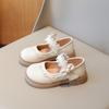 Girls' Princess Style Shoes Solid Color Bowknot Pearl Soft-Sole Casual Flats for Toddlers Elegant Lace Wedding Shoes for Girls