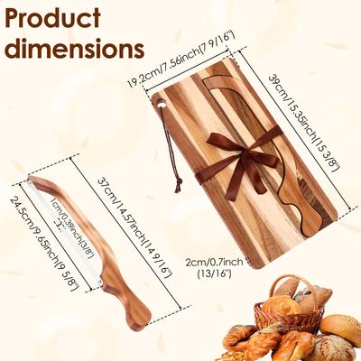 1/2 Pcs Bread Cutter and Board Set Manual Bread Slicer Bow Breads Cutter Baguette Slicing Knife for Baking Kitchen Accessories