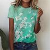 Summer Flower Pattern 3D Printed T-shirt for Women, Round Neck Short Sleeved Casual T-shirt, Harajuku T-shirt, Y2k Top, Women's Clothing