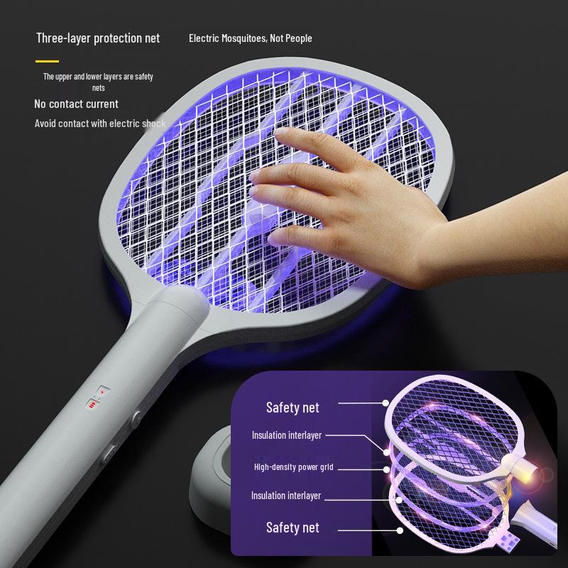 Electric Mosquito Swatter: Folding, Handheld, Rechargeable with Automatic Luring and Killing Lamp