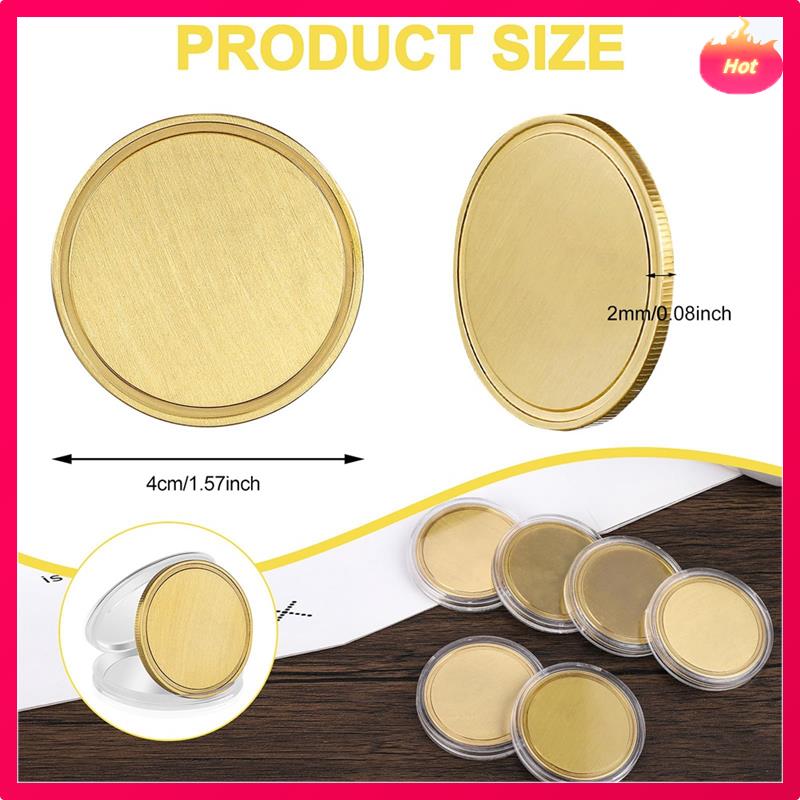 10 PZ Fusti per Incisione Laser Fusti Monete Ottone Fusti Monete Metallo per Incisione 40 mm Con Scatola Protettiva in Acrilico