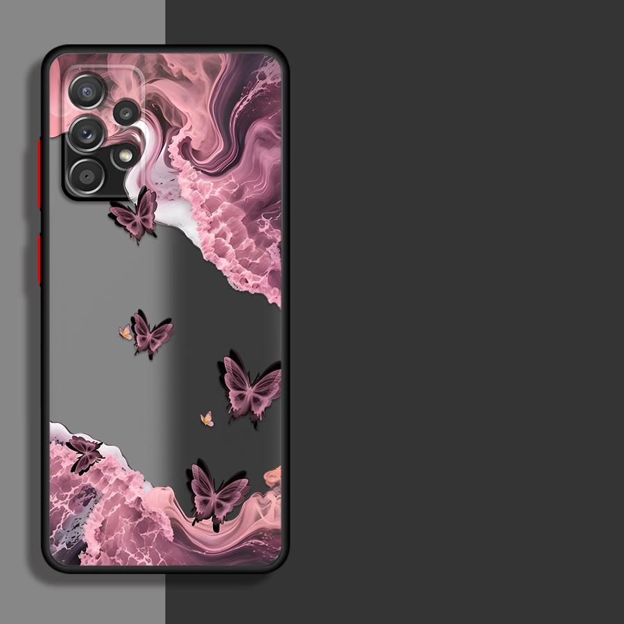 Creative Pink Sea Butterfly Phone Cover Case for Samsung Galaxy A35 A53 A34 A36 A52S A72 A73 A33 A54 A16 A15 A56 A55 A14 A23 A17