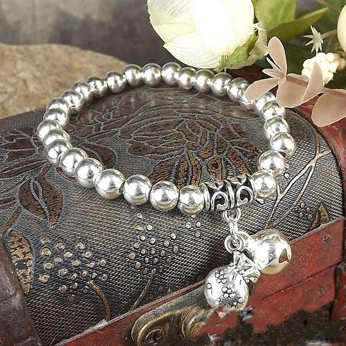Ethnic Style Miao Silver Thin Bracelet, Elastic Silver Bracelet Women'S Retro Handmade Thai Silver Gift Selection Versatile Jewelry