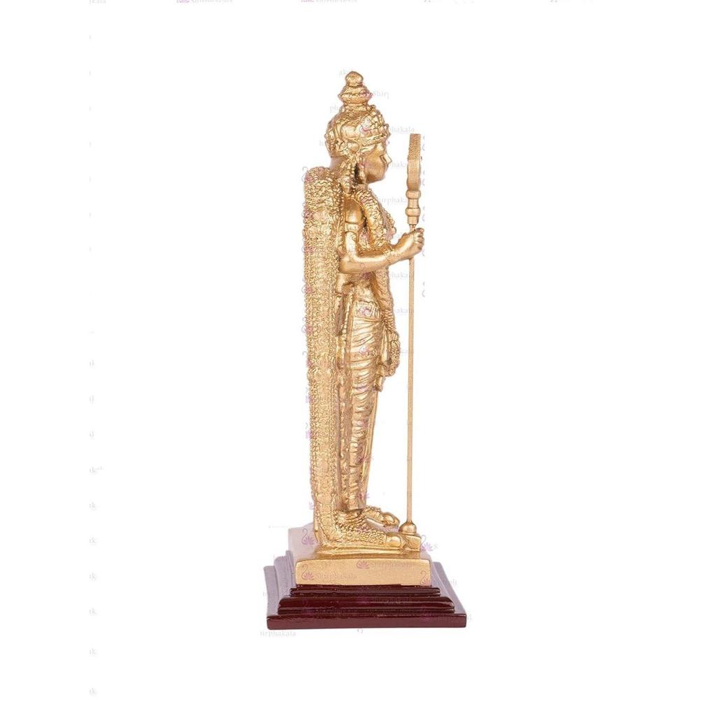 Divine Handicrafts, Pathumalai Murugan Statue, Murugan Resin Idol, Gold Finish - 6 inch Height