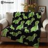 Glow-in-the-Dark Dinos Cartoon Anime Print Flannel Blanket Soft Warm Throw for Kids Bedroom Sofa Bed Christmas Office Car