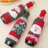 Cute Knitted Wine Bottle Cover Christmas Table Decoration Cartoon Santa Claus Snowman Pattern Red Wine Bottle Decor Xmas Gift