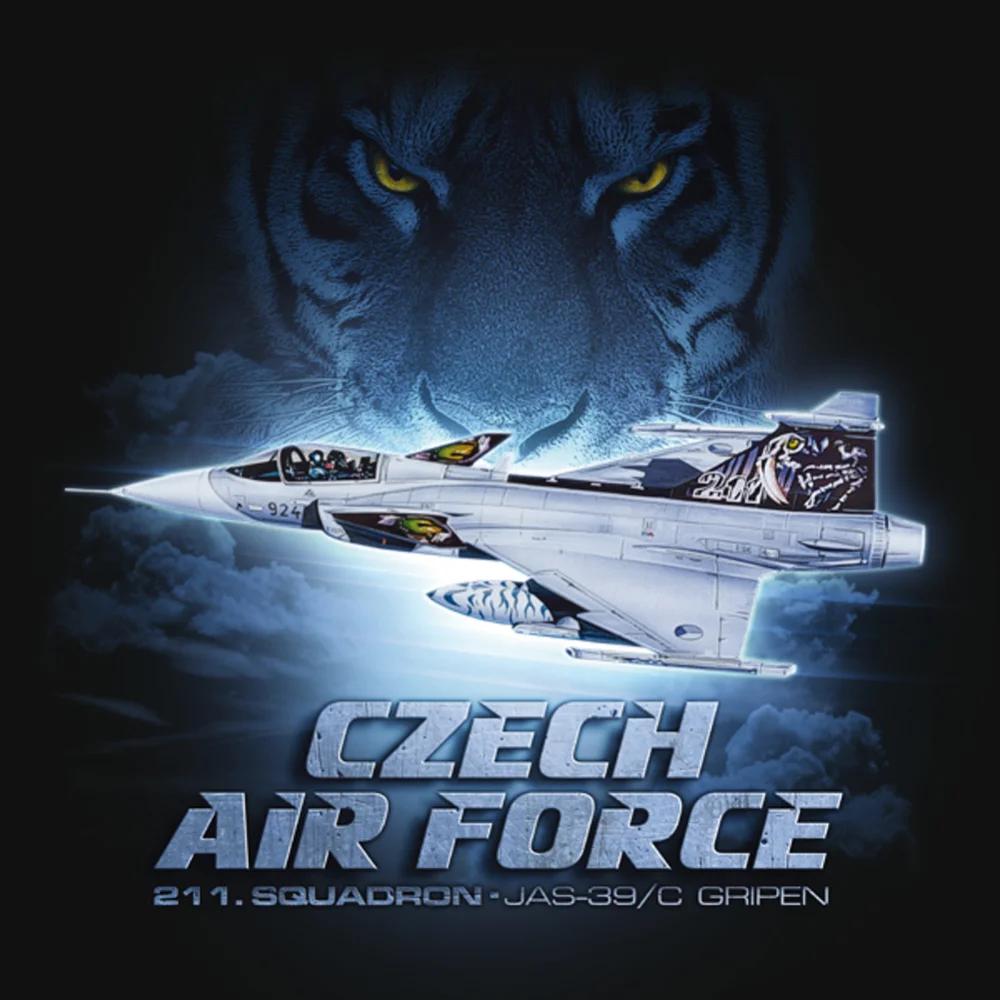 

Чеські ВПС 211-а ескадрилья Tiger Meet JAS-39 Gripen Винищувач Футболка 100% Бавовна Круглий виріз Літня Коротка Рукава Повсякденна Чоловіча Футболка 4XL
