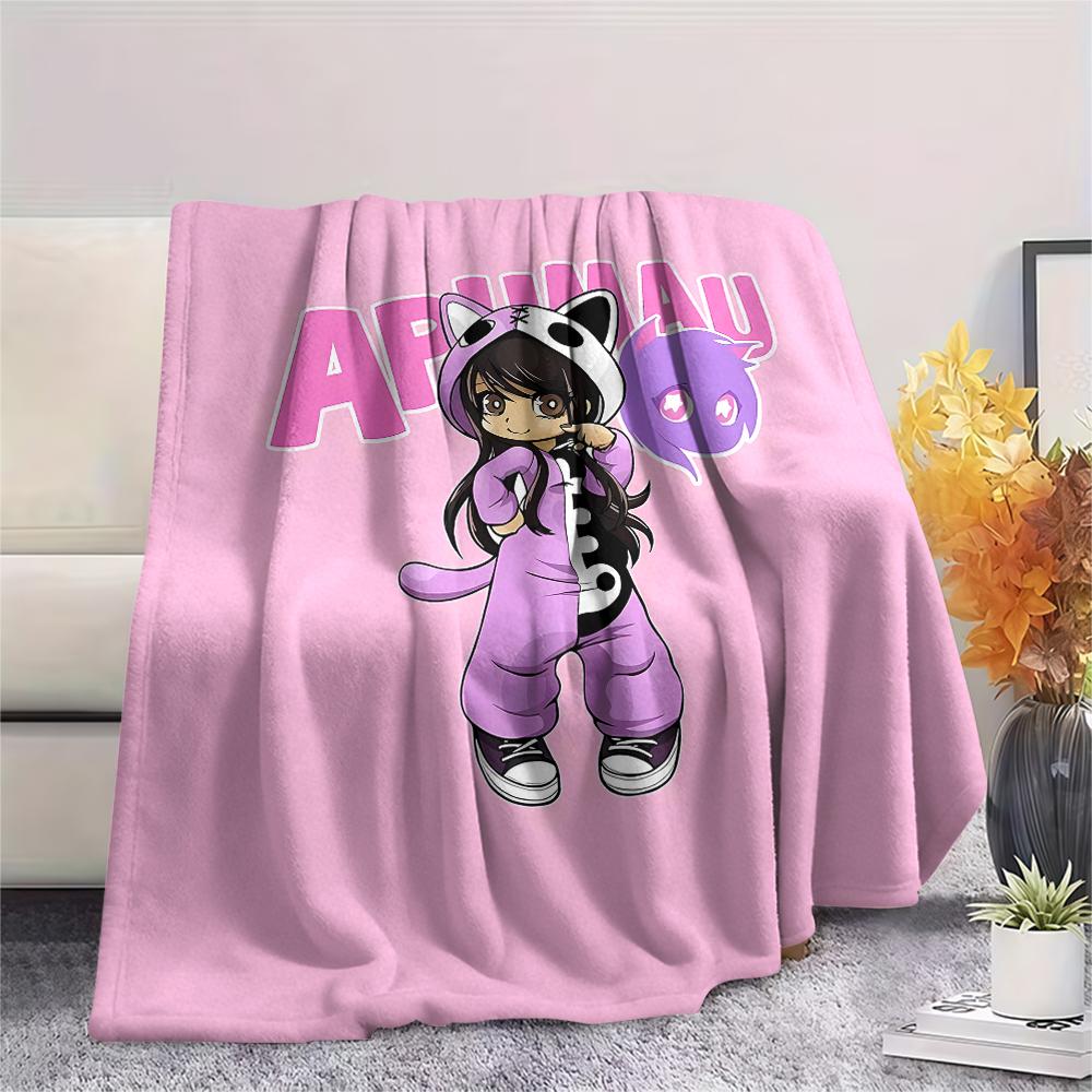 1 szt. Koc flanelowy z nadrukiem Aphmau, Wysokiej jakości, Na wszystkie pory roku, Wystrój domu, Ciepło i komfort, Idealny na prezenty świąteczne