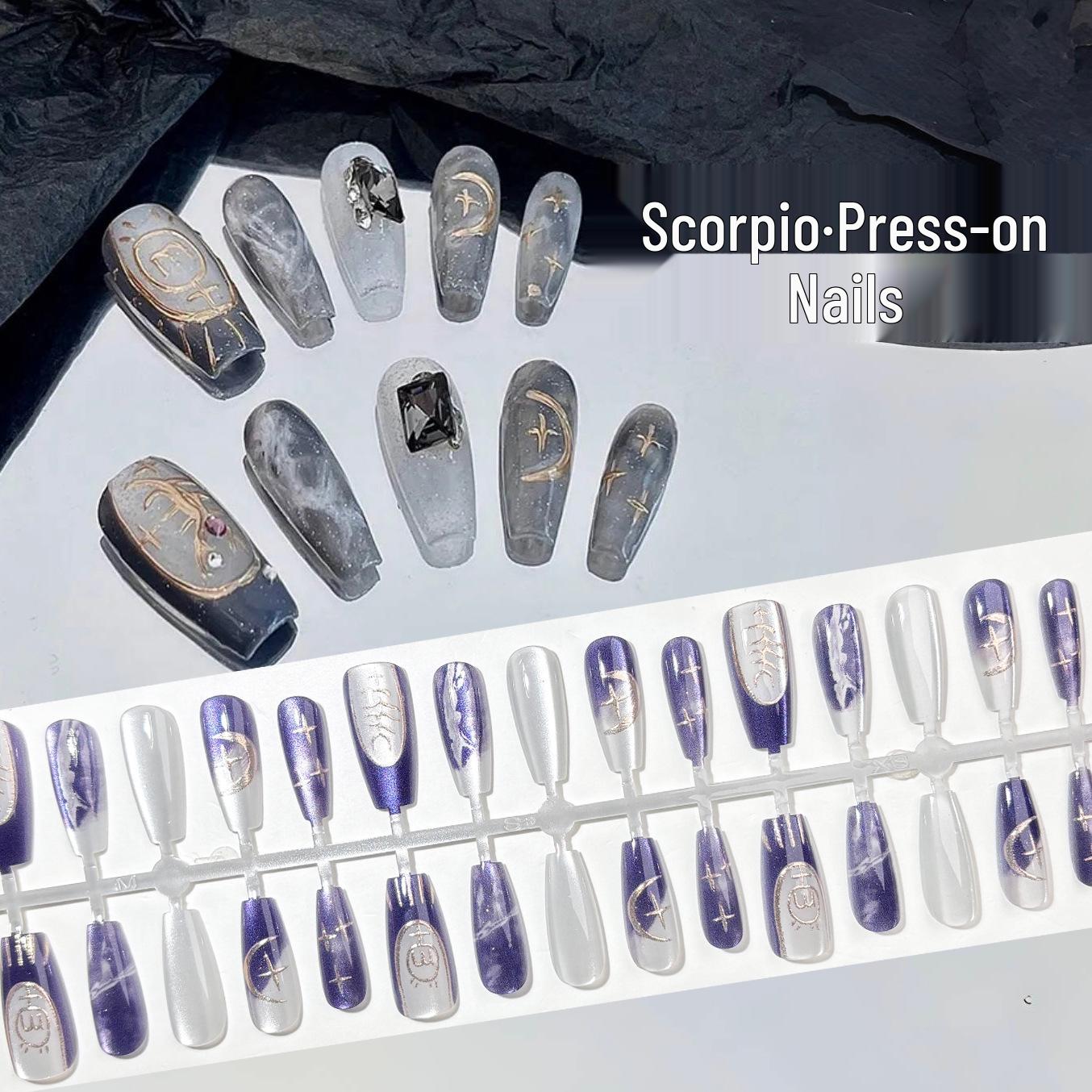 

Scorpio Constellation Nail Art: Dark Style Medium Ladder Pre-made Tips (30 Pieces)