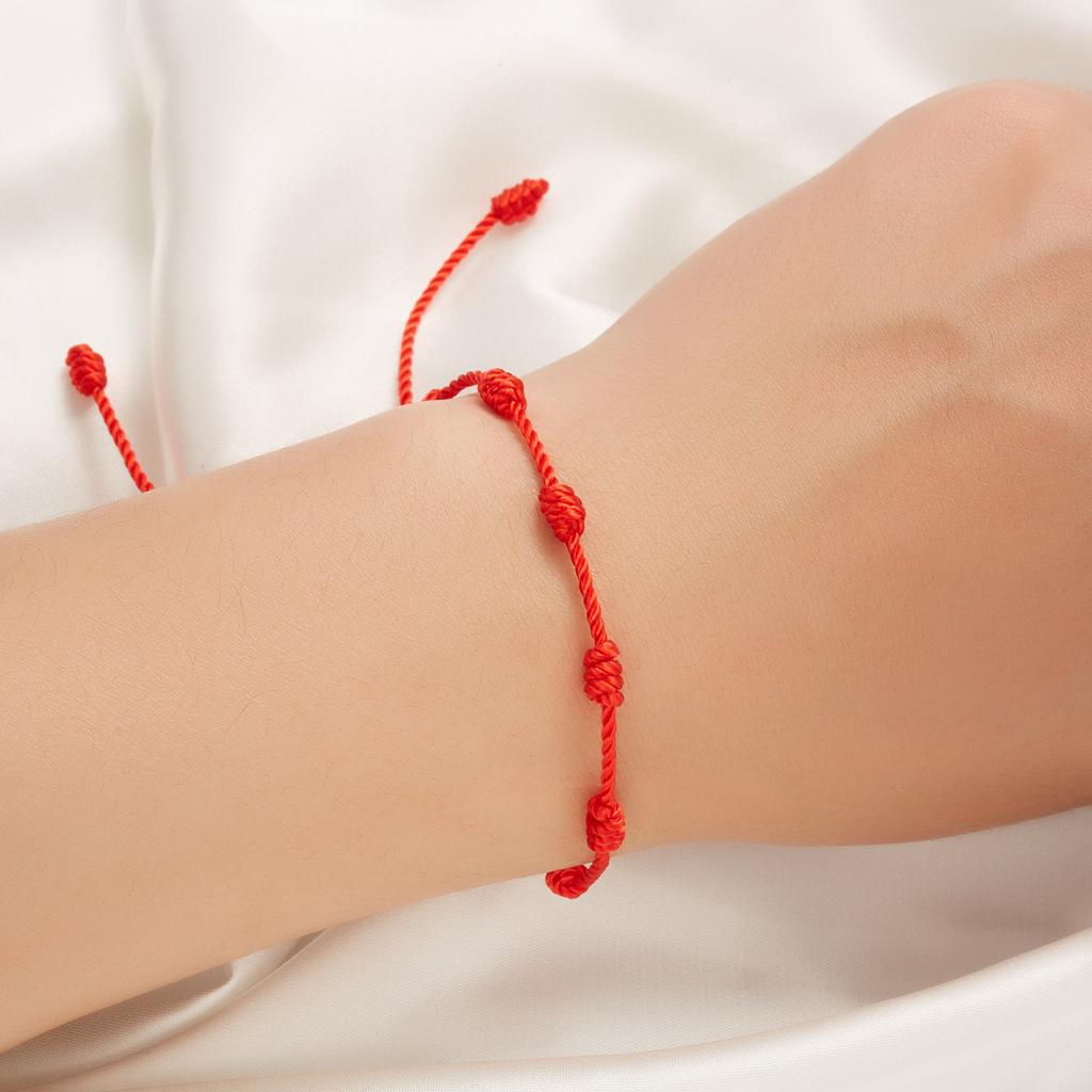Handmade 7 Knots Red String Bracelet Protection Good Luck Amulet for Success Prosperity Friendship Rope Wristband Jewelry Gift