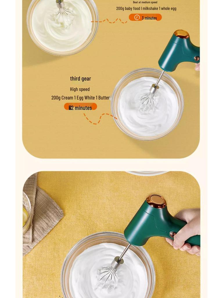 Cordless Automatic Electric Egg Beater & Handheld Whisk for Baking