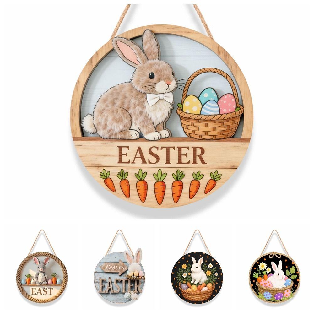 Carrot Door Hanging Ornaments Egg Easter Day Door Decoration Shop Wooden Easter Pendant  Wall
