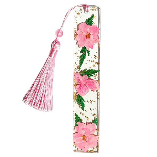 DYS Real Flower Resin Bookmark, 12 Months Dried Page Marker, Handmade Pressed Bookmark for Readers, Gift Book Lovers