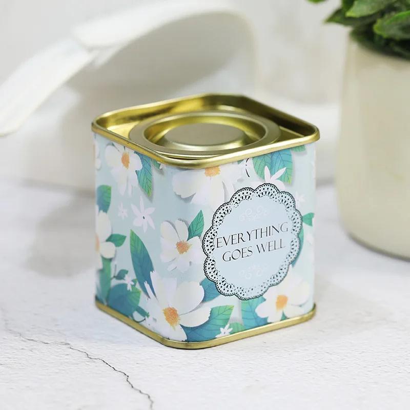 Sealed Storage Box Square Teaware Tea Leaf Can Jar Tin Iron Candy Can Vintage Jewely Box Kitchen Coffee Sugar Container
