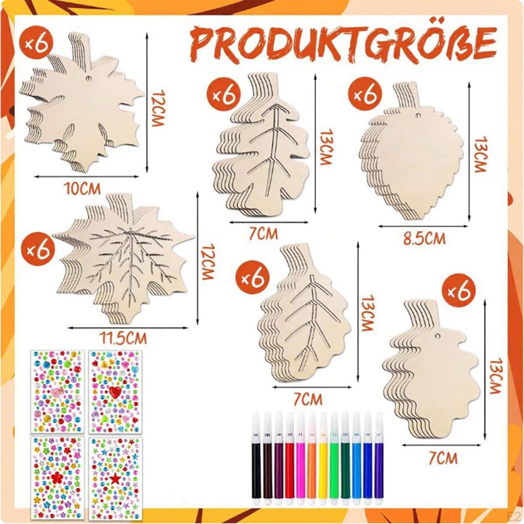 36 Pieces Thanksgiving Hanging Autumn Tree Ornaments Wood Maple Leaf Decoration Farmhouse