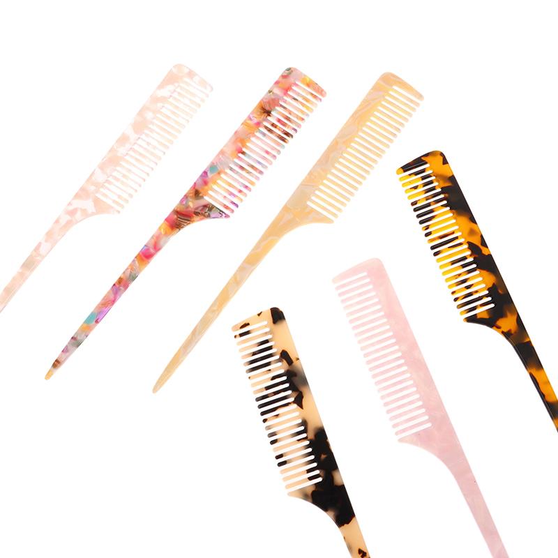 High Quality Acetate Korean Style Simple Marble Texture Long Handle Pointed Tail Comb Anti-Static Hairdressing Comb
