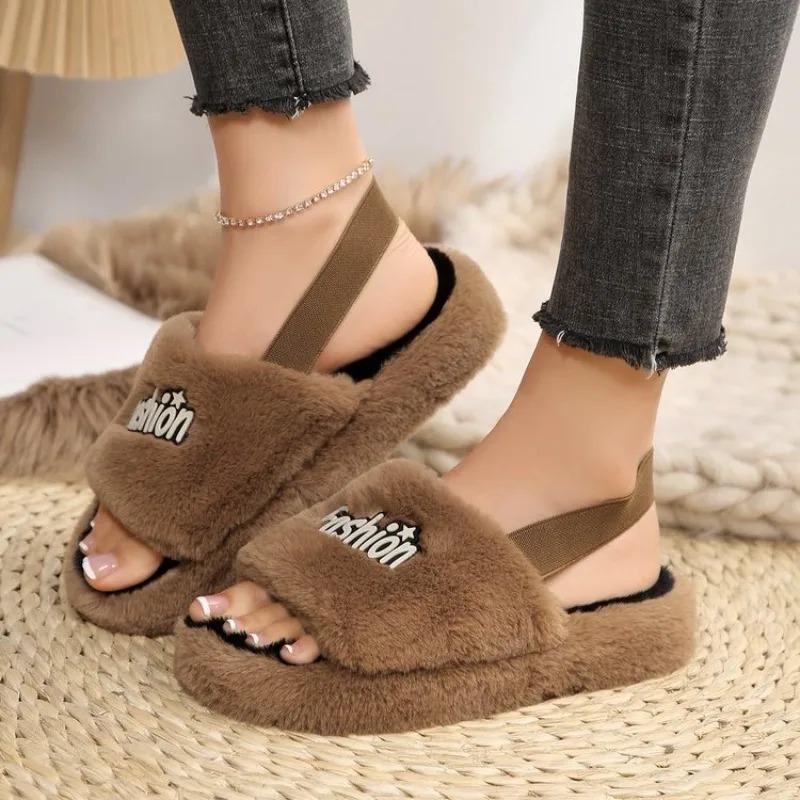 Warm Winter Slippers Fashion Women's Plush Thick-soled Flat Indoor Women's Slippers Non Slip Comfort Bedroom Slippers