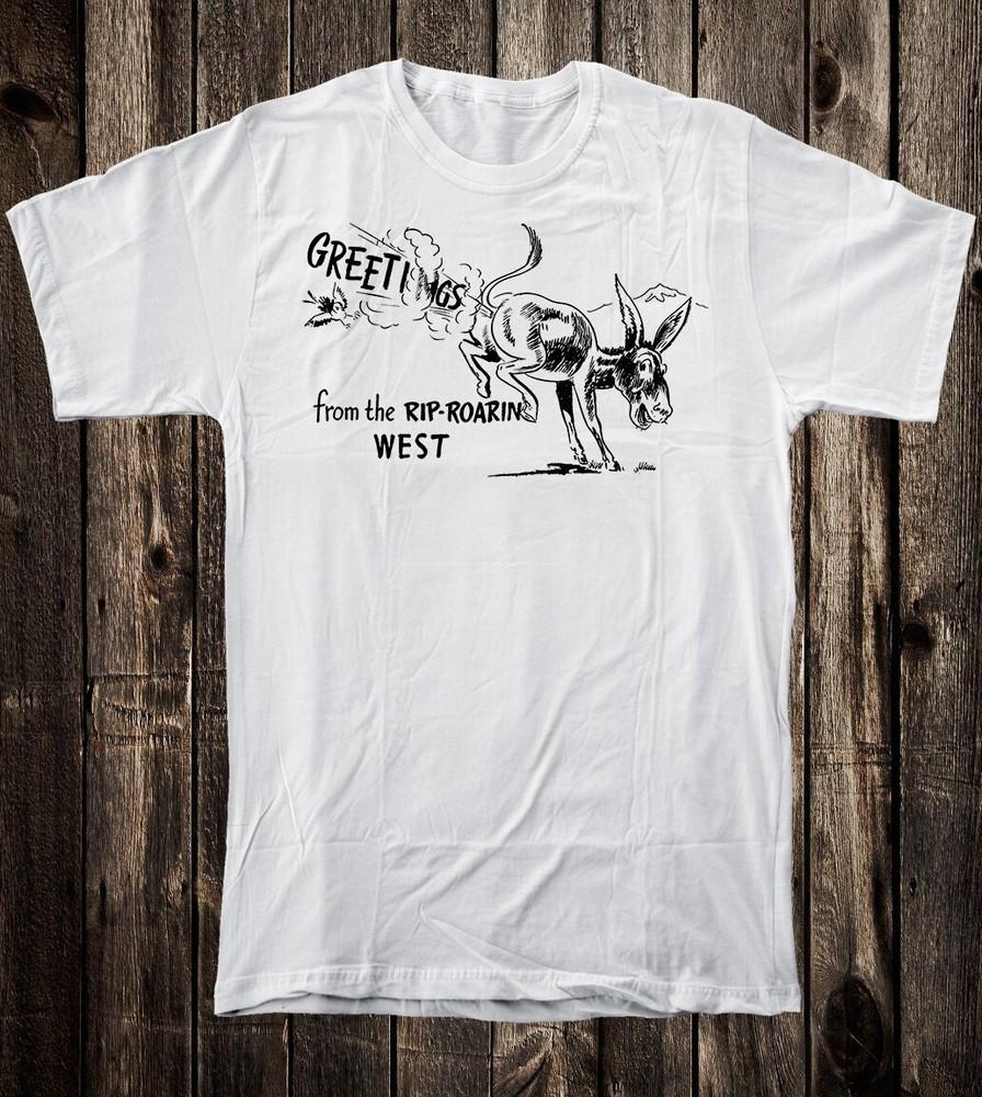 

Retro Travel Tee T Shirt Souvenir State Wild Rip Roarin West Jackass Fart Unisex T-Shirt S