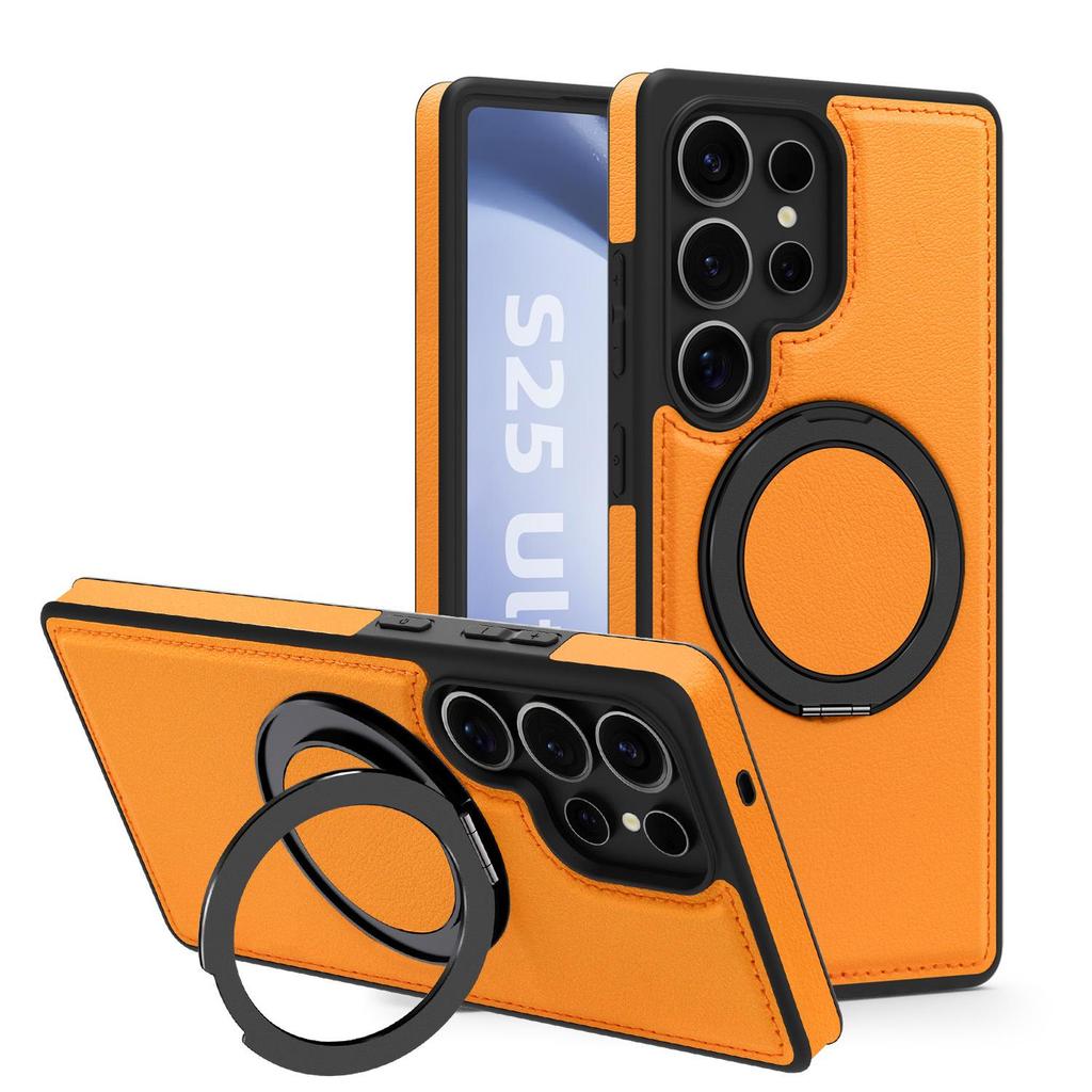 Samsung S25 Ultra Drehständer Leder Magnetische Hülle