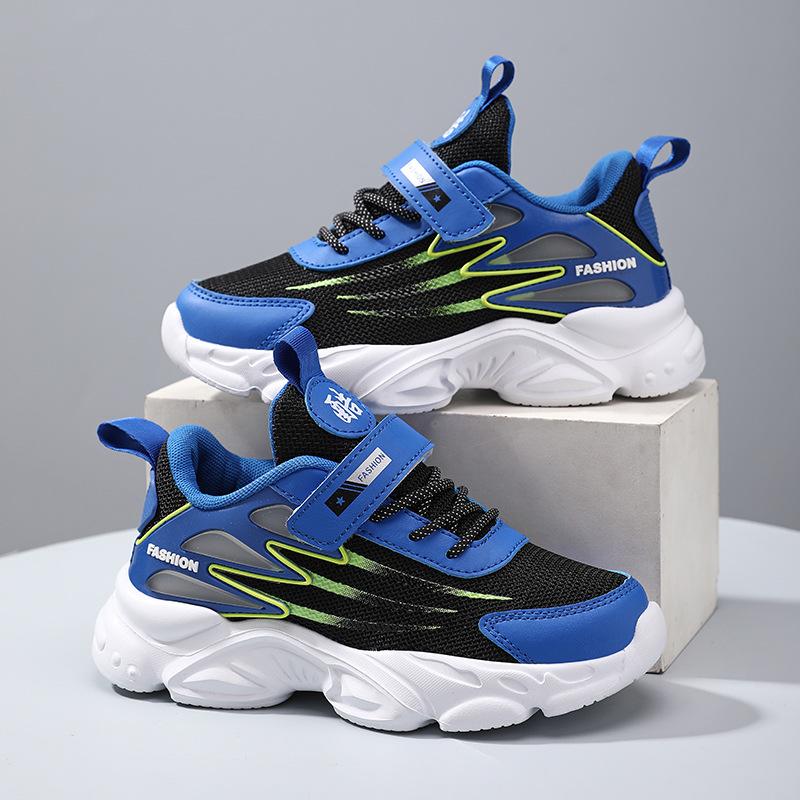 2025 Boys mesh breathable casual sneakers Girls medium and older children Velcro lightweight casual running shoes
