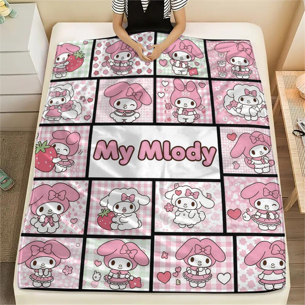 

1 шт. Фланелевое одеяло с принтом My Melody, Высококачественное, Для всех сезонов, Декор для дома, Тепло и уют, Идеально для рождественских подарков 80cm x 120cm