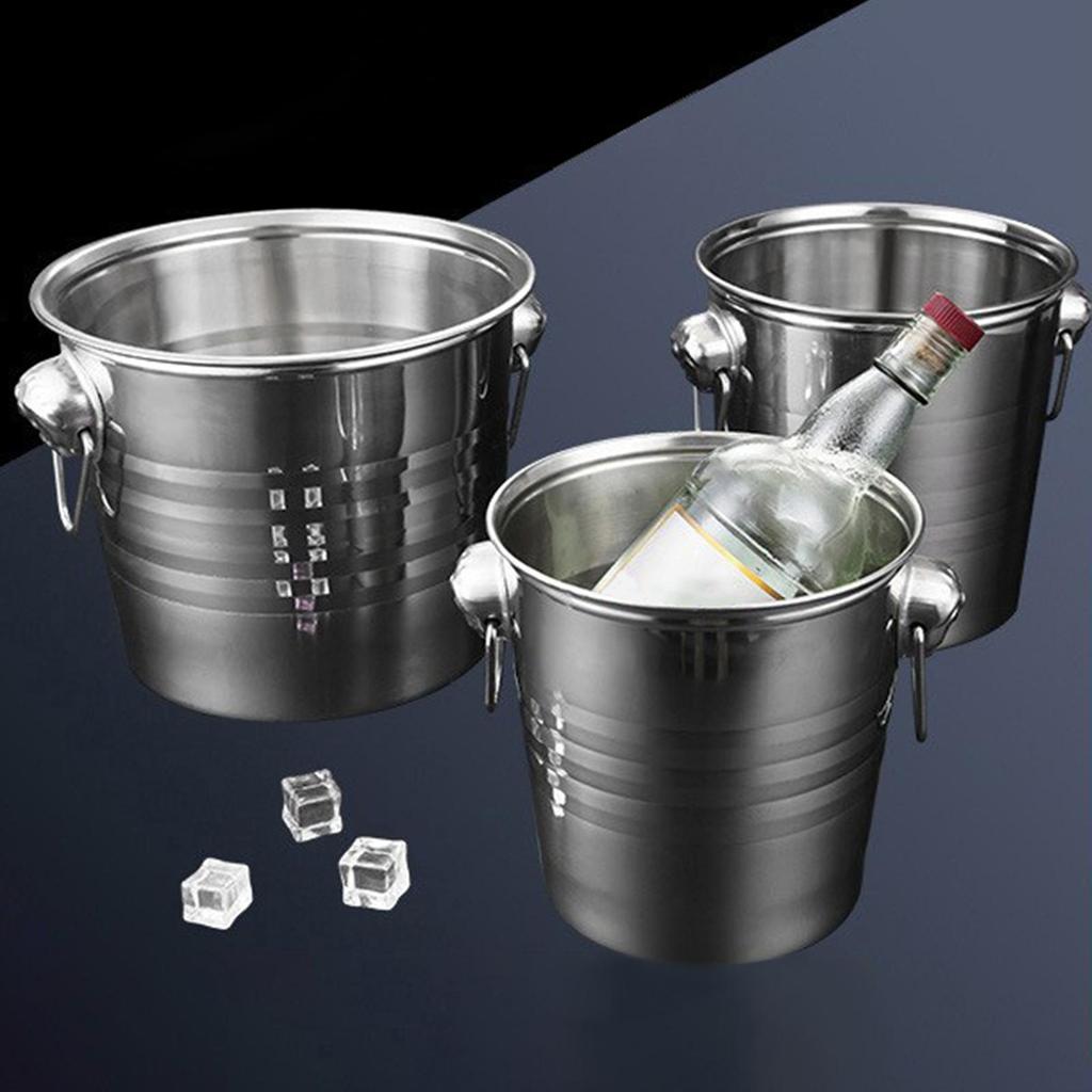 Ice Bucket Stainless Steel Bin for Cocktail Parties Chilling Beer Bottle