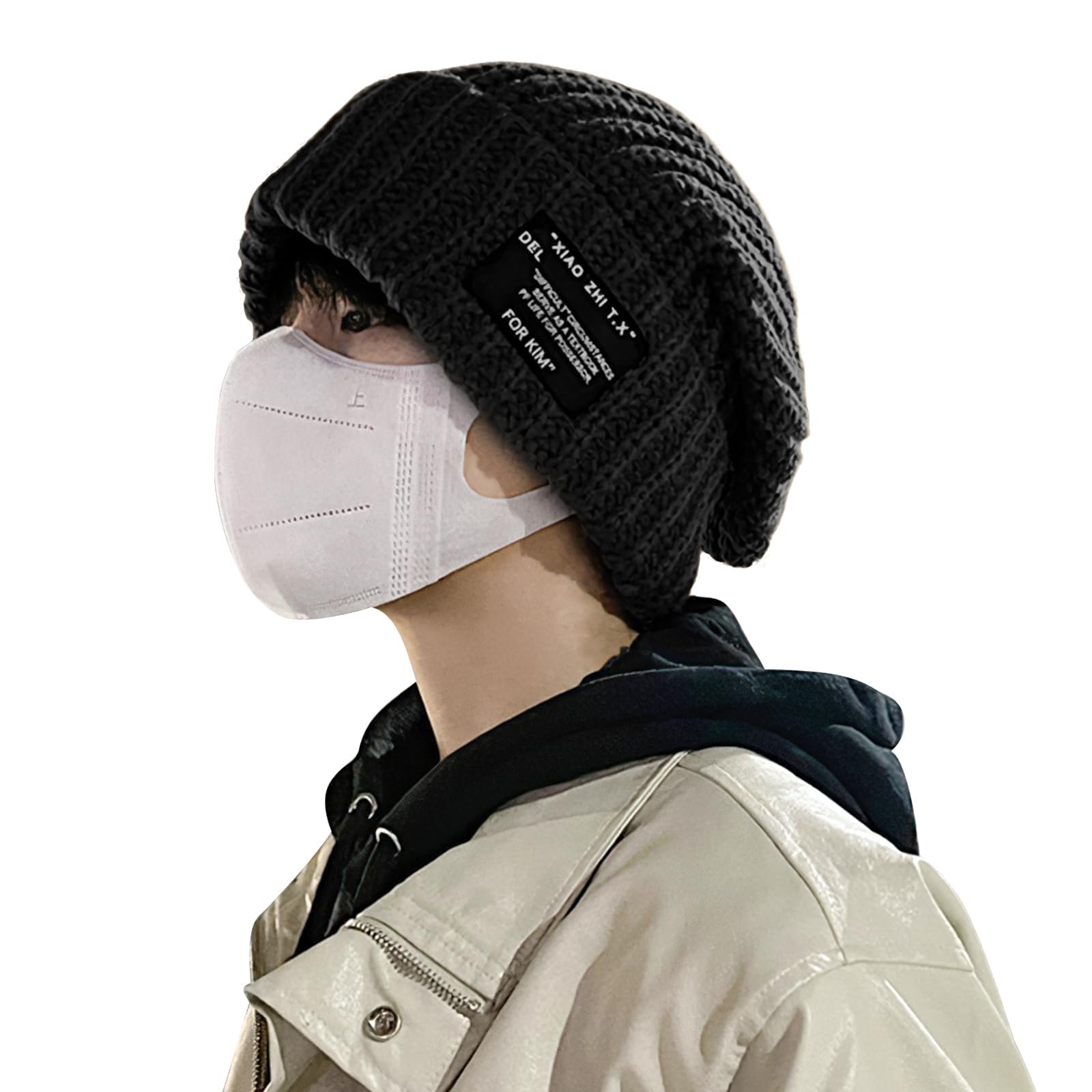 

MOWO Knit Hat and Winter Beanie One Size Fits Perfect for Street and Travel Men s [Plus Size, Lightweight, Warm, Stylish] Hat, Warm, Windproof, Thick, чорний