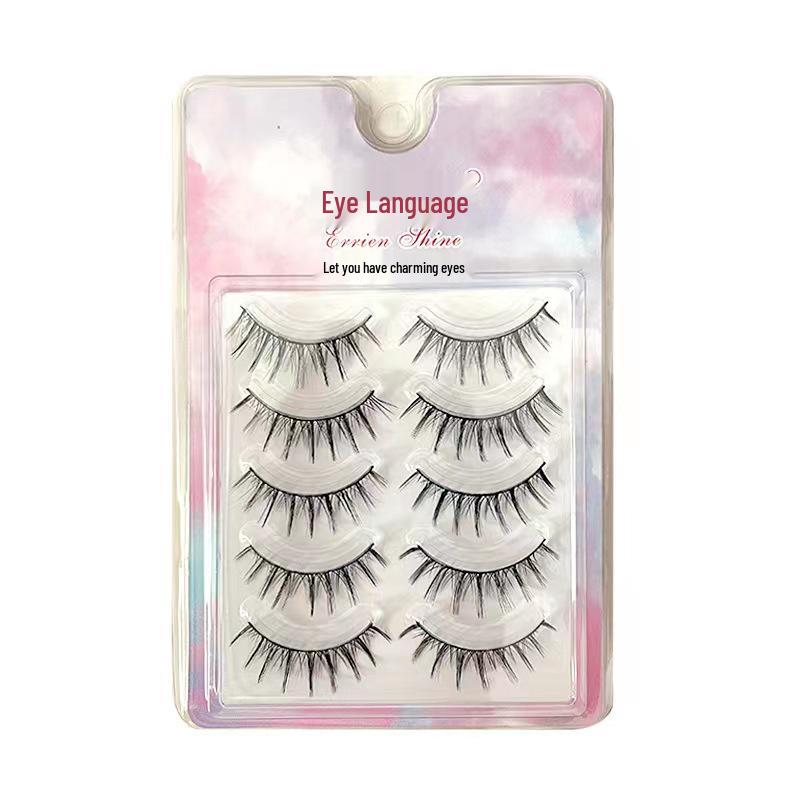 

Пять пар накладных ресниц из синтетического волокна ручной работы в стиле TikTok - Натуральный вид для начинающих