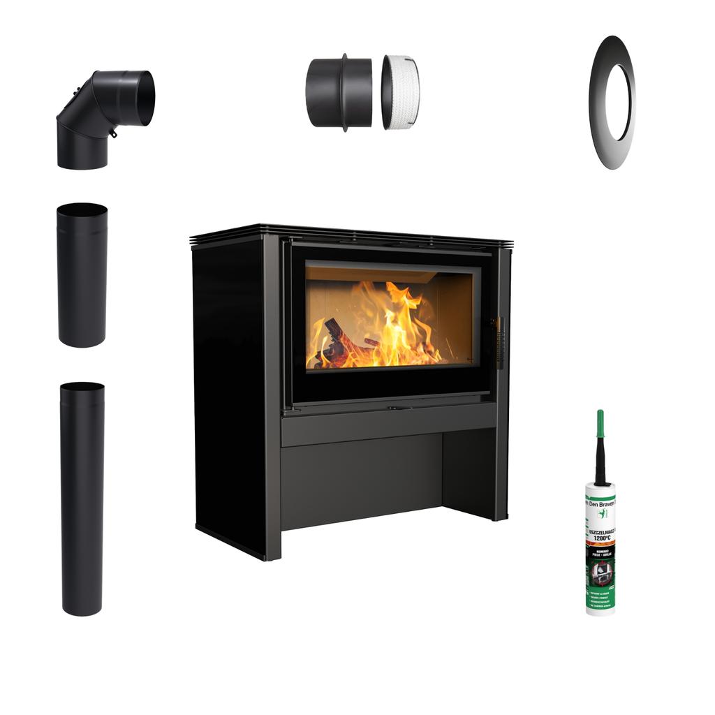 Freestanding Fireplace Stove KRATKI JUNO 8 kW Ø160 Ecodesign Pipe Set