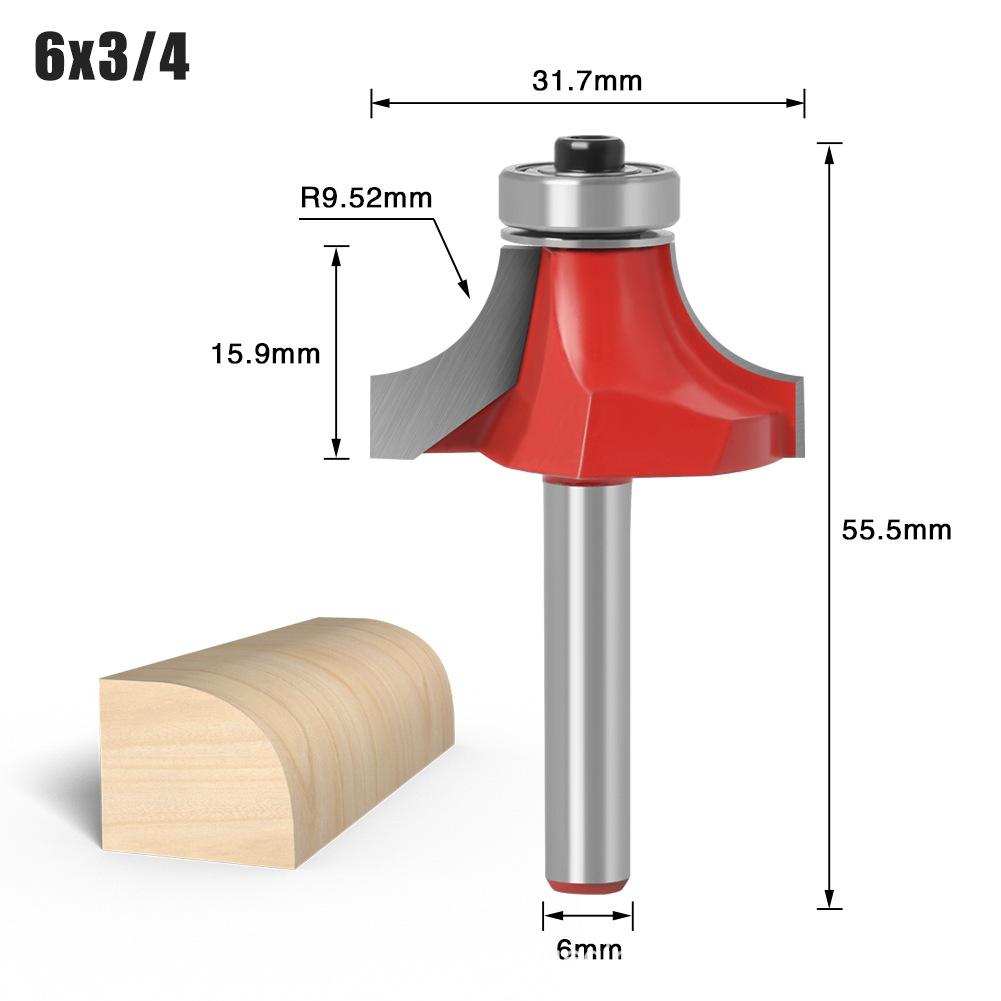 Woodworking Bearing Round Corner Cutter Trimming Machine Cutter Head Chamfering Slotting Engraving Woodworking Cutter Gong Cutter 1/4 Handle 6 Handle