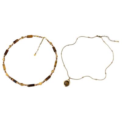 Collana Pendente Vintage in Pietra Naturale Occhio di Tigre Girocollo Regolabile Catena da Collo per Appassionati di Moda e Amanti della Natura