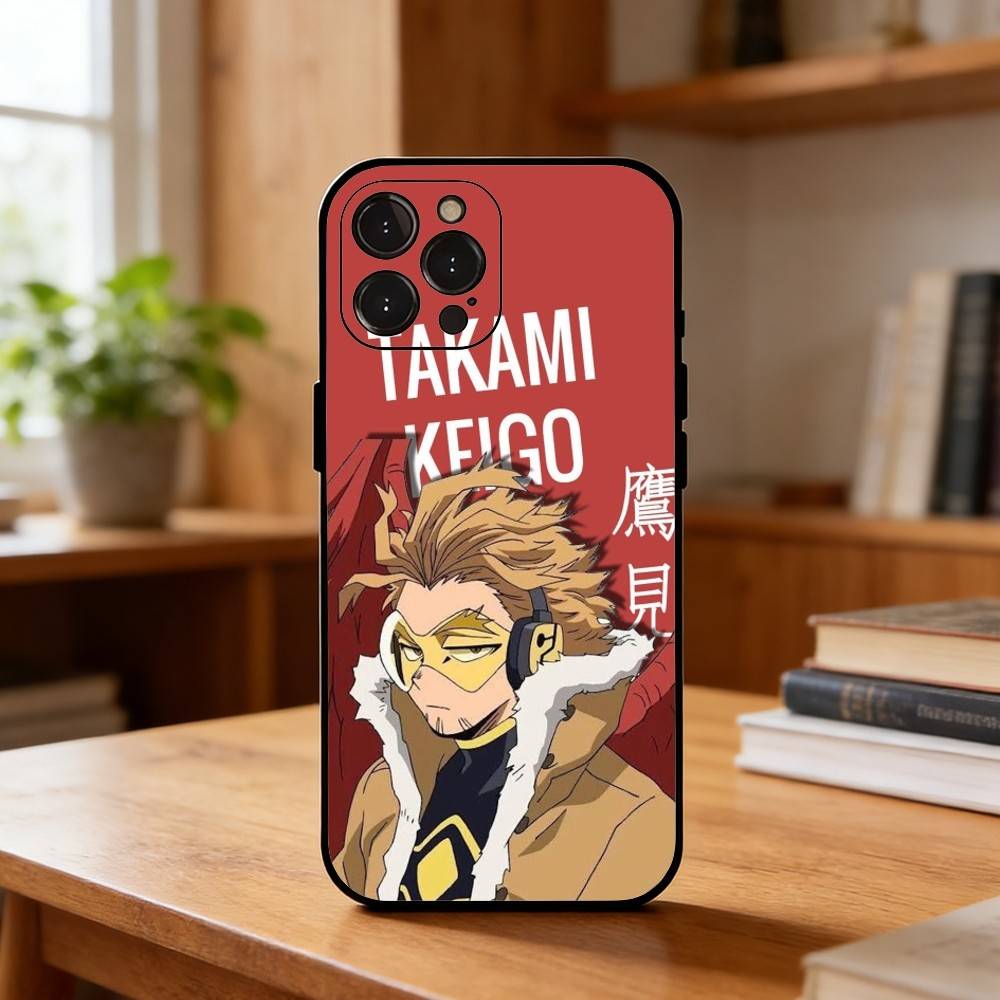 Anime MHA Hawks BNHA Phone Case For iPhone17,16,15,14,13,12,Plus,Pro Max, 5G Others Soft Black Cover