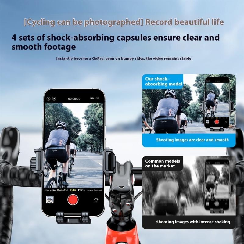 Uniwersalny amortyzujący uchwyt do telefonu na kierownicę motocykla Bezpieczny silikonowy chwyt Technologia tłumienia wibracji Stabilny towarzysz jazdy