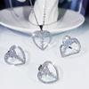 Set Love Zircon Necklace Ring Stud Earrings Three-Piece Jewelry Wedding Banquet Dress Accessories