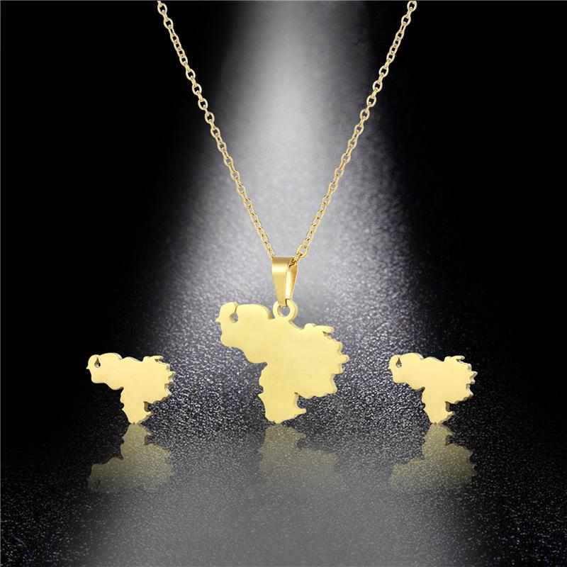 RUI RUI YU Hip Hop Afrika Kart Halskjede Mama The Motherland Memory Smykker Rustfritt stål Langkjede kragekrage Halskjede