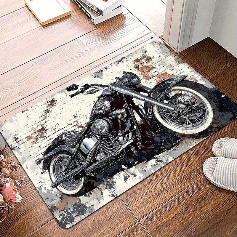 1 Stück Retro Klassisches Motorrad Fußmatte, Rutschfeste Bodenmatte, Geeignet für Wohnzimmer, Schlafzimmer, Badezimmer, Ferienhaus Dekoration