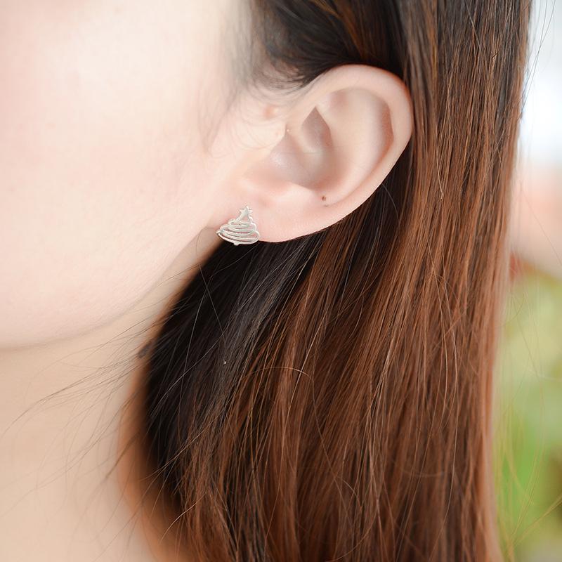 S925 Silver Reindeer & Christmas Tree Asymmetrical Stud Earrings - Women's Korean Mori Style