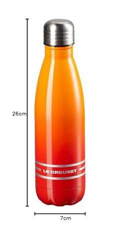 LE CREUSET Hydration Bottle, 500ml, Orange, Stainless Steel, Lightweight, Insulated, [Official Japanese Product]