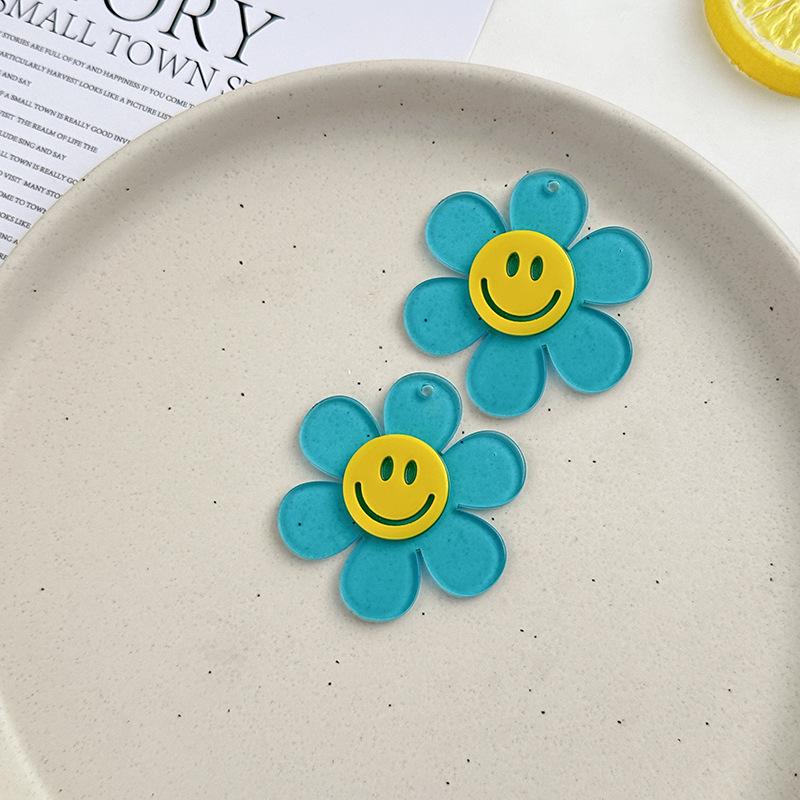 Smiley Flower Acrylic Phone Charm Keychain Earrings 55mm