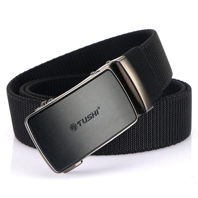 Automatic Buckle Elastic Nylon Waist Belt Outdoor Training Men's Pants