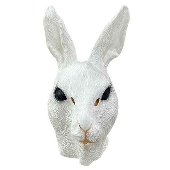 Maschera Costume di Halloween Confortevole Testa di Coniglio per Adulti, Cappuccio in Lattice di Coniglietto Realistico, Visione Illimitata Animale Carnevale Cosplay Festa Accessorio