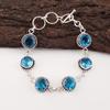 Swiss Blue Topaz Gemstone 925 Sterling Silver Jewelry Handcrafted Bracelet 7-9" RB-17-8