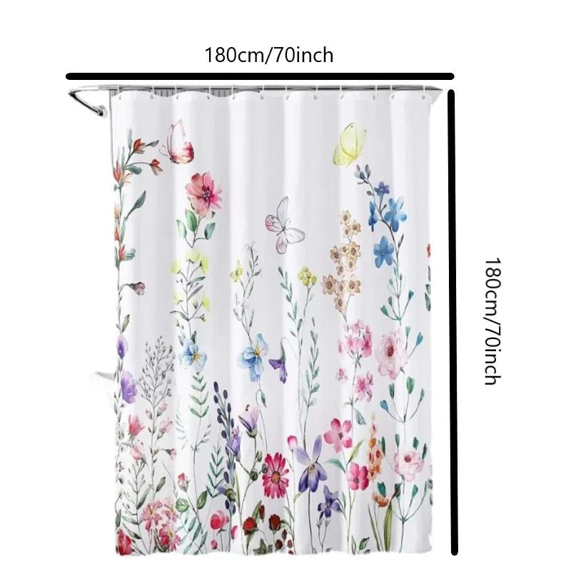Tenda da Doccia Floreale Estiva Tessuto Floreale Tende da Doccia Per Arredamento Bagno Rustico Vintage Tende da Doccia con Piante Primaverili