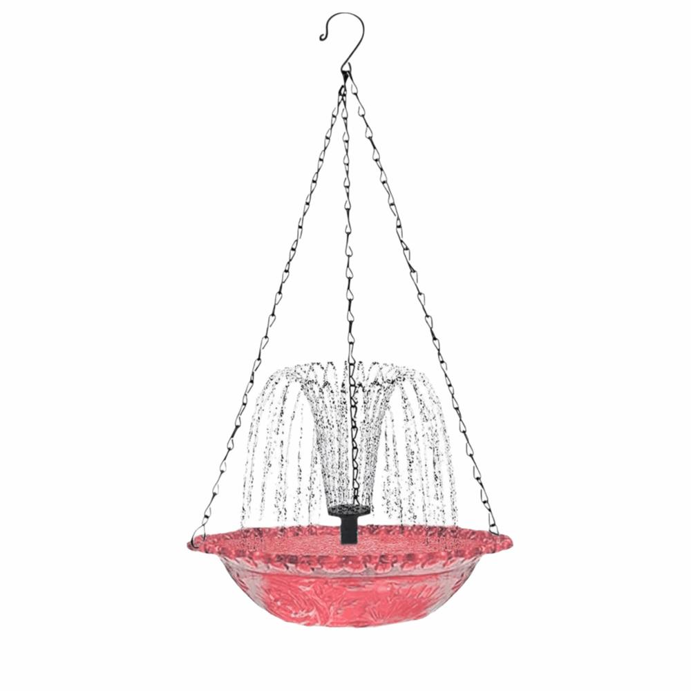 

Household Solar Bird Bath Creative Hanging Bird Bath Fountain Bird Supplies Single Layer Pink