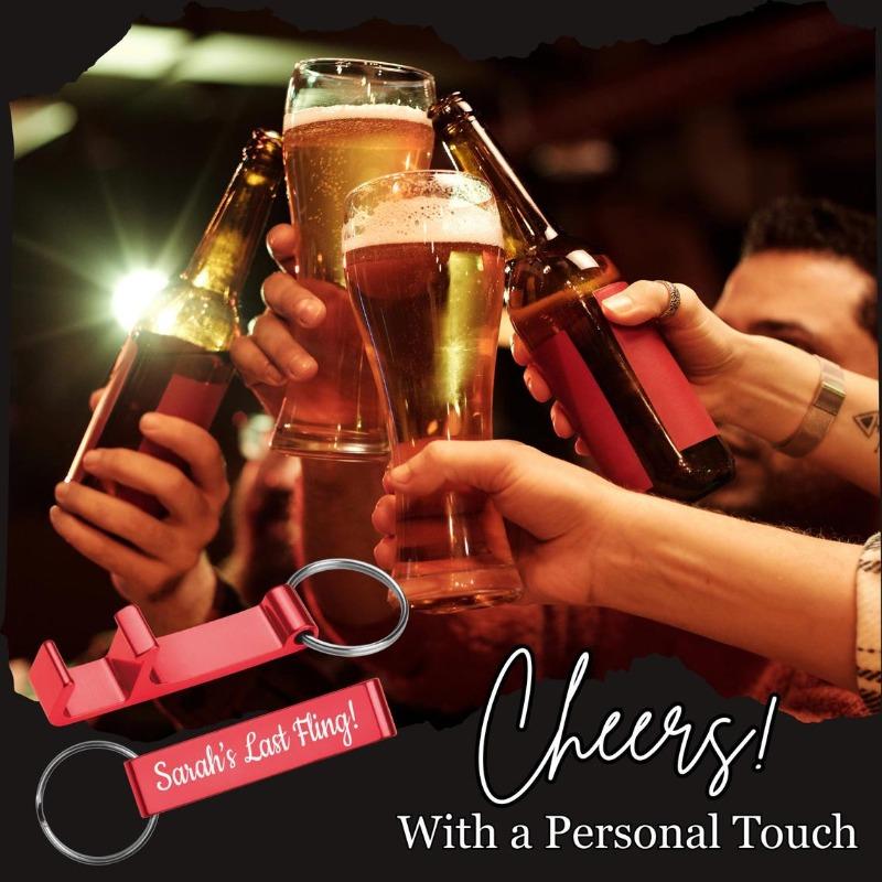 10PCS Free Personalised Aluminum Bottle Opener Keychain Engraved Custom Metal Bottle Opener For Birthday Wedding Party Gift