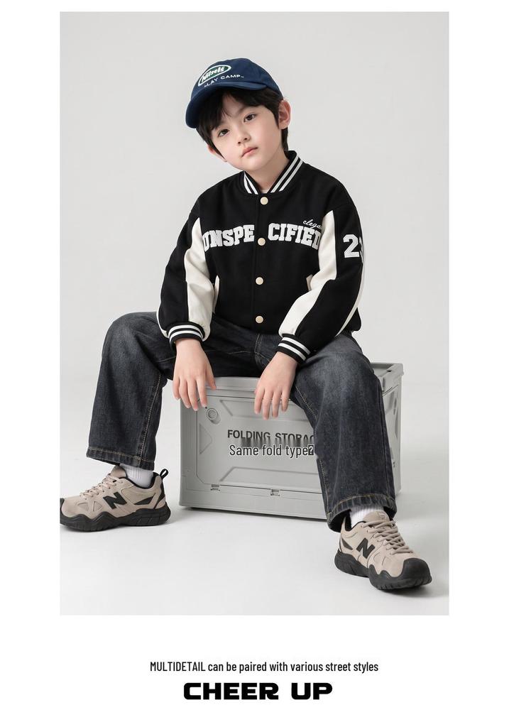 Beiteng Boys' Korean Style Color Block Baseball Jacket - Autumn Trendy Baby Wear