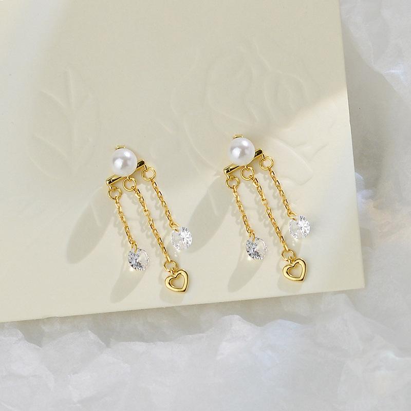 Cercei cu ciucuri din cristal Love, cu perle, cercei Agility, lux ușor, decorație nouă pentru urechi de Anul Nou