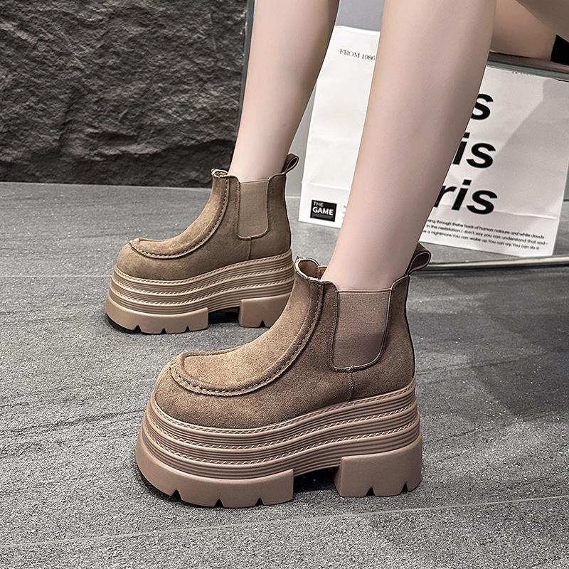 Fashion Ankle Boots for Women New Winter Autumn 10CM Motorcycle Boots Thick Heels Platform Faux Suede Sneakers Short Boots Mujer Botas