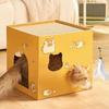Maison pour Chat en Carton Boîte à Gratter Salon Lit avec Plateau Grattoir pour Chats Chatons Petits Animaux